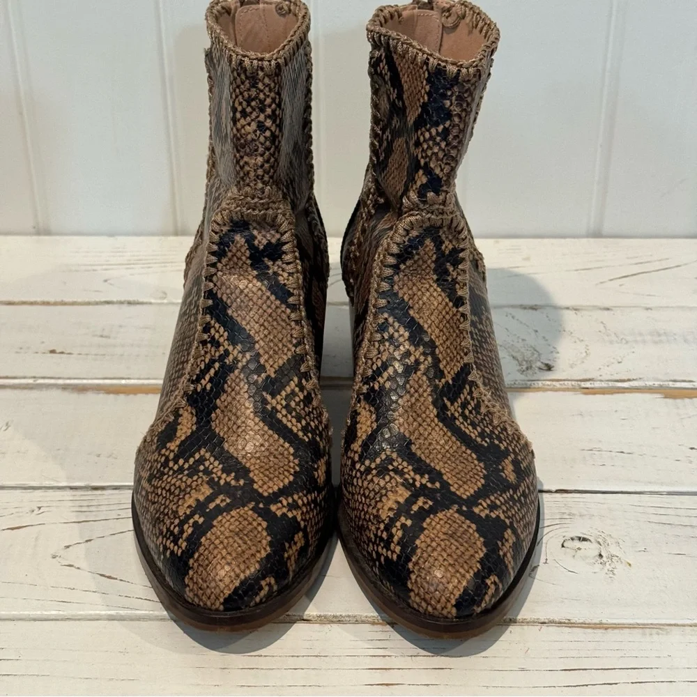 Unique and Stylish Brown Snake Print Ankle Boots - Picture 4 of 10